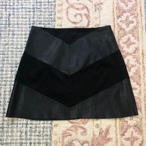 Zara Black Suede/Leather Skirt Size L NWOT